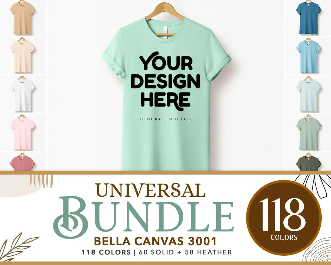 Bella Canvas 3001 GOLD T-shirt Mockup | Boho Babe Hanging Mockup Design Vol.4