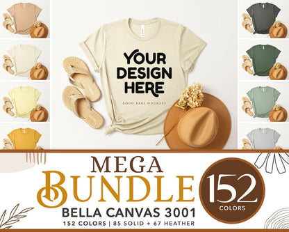 Bella Canvas 3001 HEATHER SAND DUNE T-shirt Mockup | Boho Design | Flatlay Vol.3
