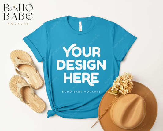 Bella Canvas 3001 AQUA T-shirt Mockup | Boho Design | Flatlay Vol.3