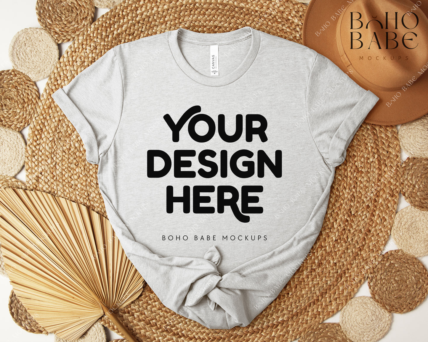 Bella Canvas 3001 ASH T-shirt Mockup | Boho Design | Flatlay Vol.5