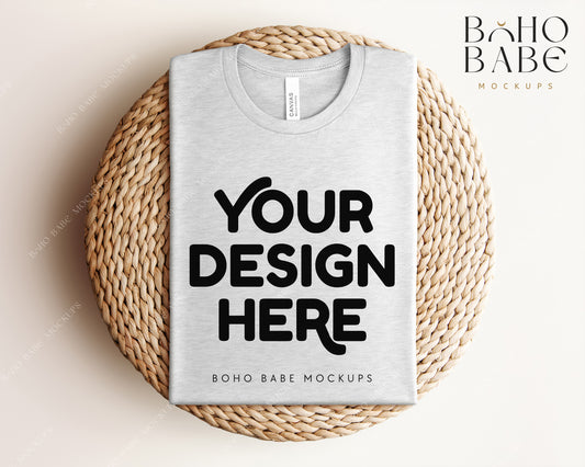 Bella Canvas 3001 ASH T-shirt Mockup | Boho Babe Folded Mockup Design Vol.1