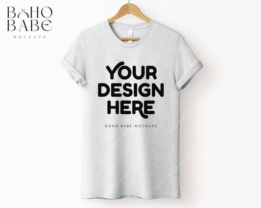 Bella Canvas 3001 ASH T-shirt Mockup | Boho Babe Hanging Mockup Design Vol.4