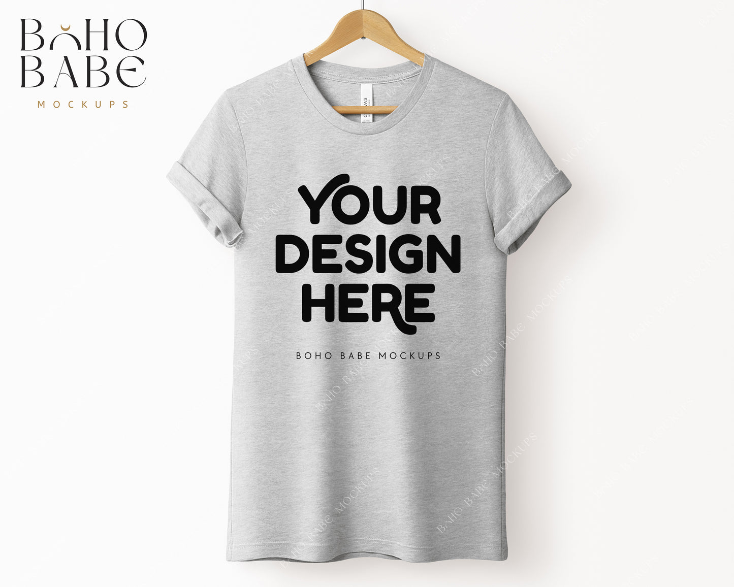 Bella Canvas 3001 ATHLETIC HEATHER T-shirt Mockup | Boho Babe Hanging Mockup Design Vol.4