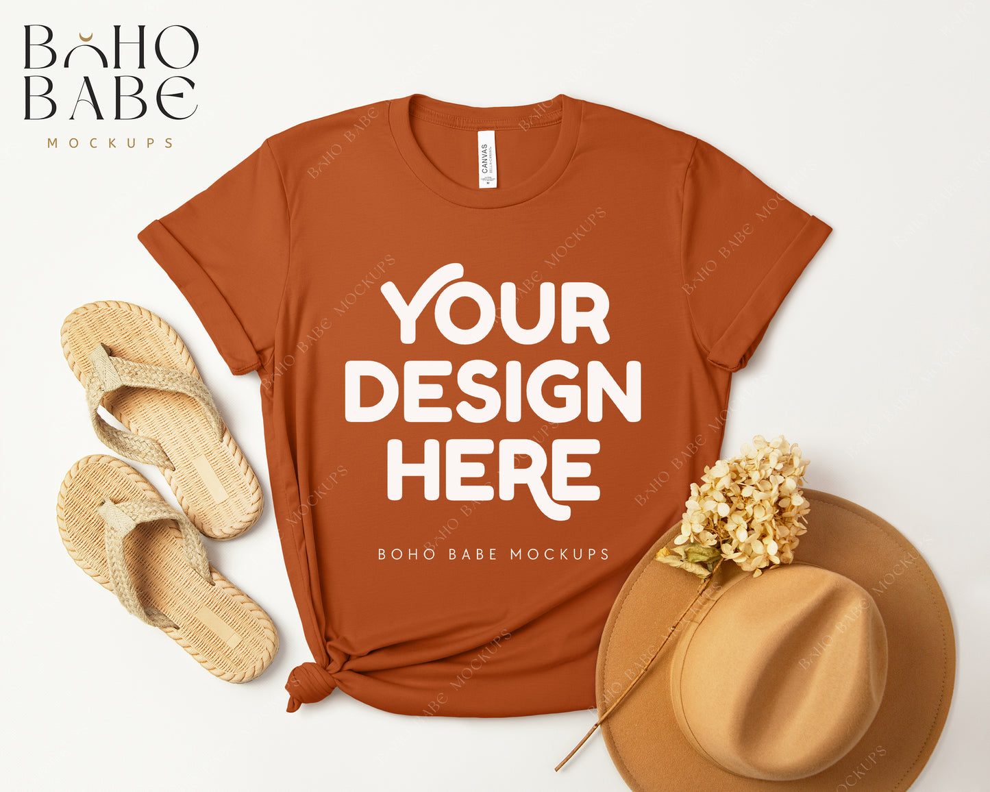 Bella Canvas 3001 AUTUMN T-shirt Mockup | Boho Design | Flatlay Vol.3