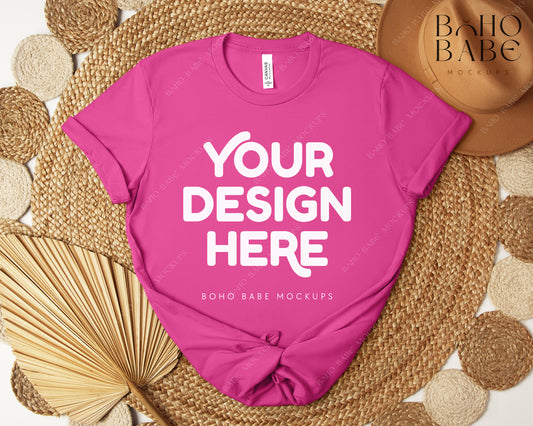 Bella Canvas 3001 BERRY T-shirt Mockup | Boho Design | Flatlay Vol.5
