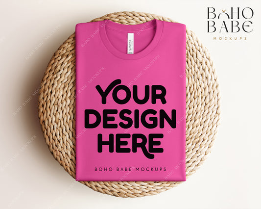 Bella Canvas 3001 BERRY T-shirt Mockup | Boho Babe Folded Mockup Design Vol.1