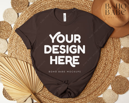 Bella Canvas 3001 BROWN T-shirt Mockup | Boho Design | Flatlay Vol.5
