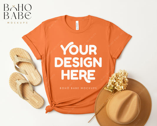 Bella Canvas 3001 BURNT ORANGE T-shirt Mockup | Boho Design | Flatlay Vol.3