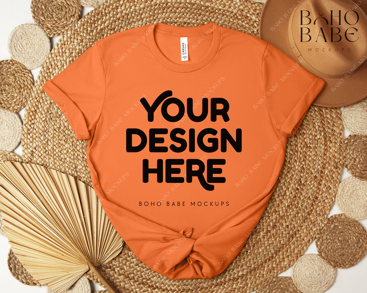Bella Canvas 3001 T-Shirt Mockup Bundle | Boho Babe Flatlay Mockup Design - Vol.5