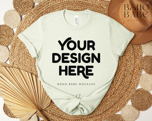 Bella Canvas 3001 CITRON T-shirt Mockup | Boho Design | Flatlay Vol.5
