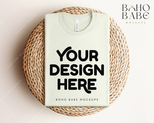 Bella Canvas 3001 CITRON T-shirt Mockup | Boho Babe Folded Mockup Design Vol.1