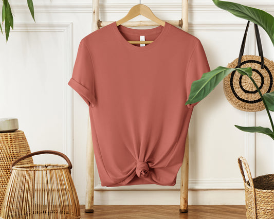 Bella Canvas 3001 CLAY T-shirt Mockup | Boho Babe Hanging Mockup Design Vol.1