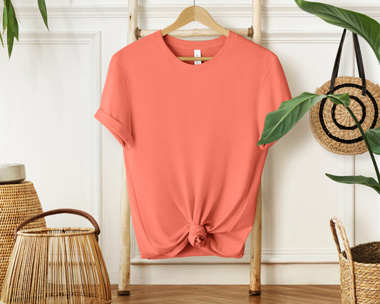 Bella Canvas 3001 CORAL T-shirt Mockup | Boho Babe Hanging Mockup Design Vol.1