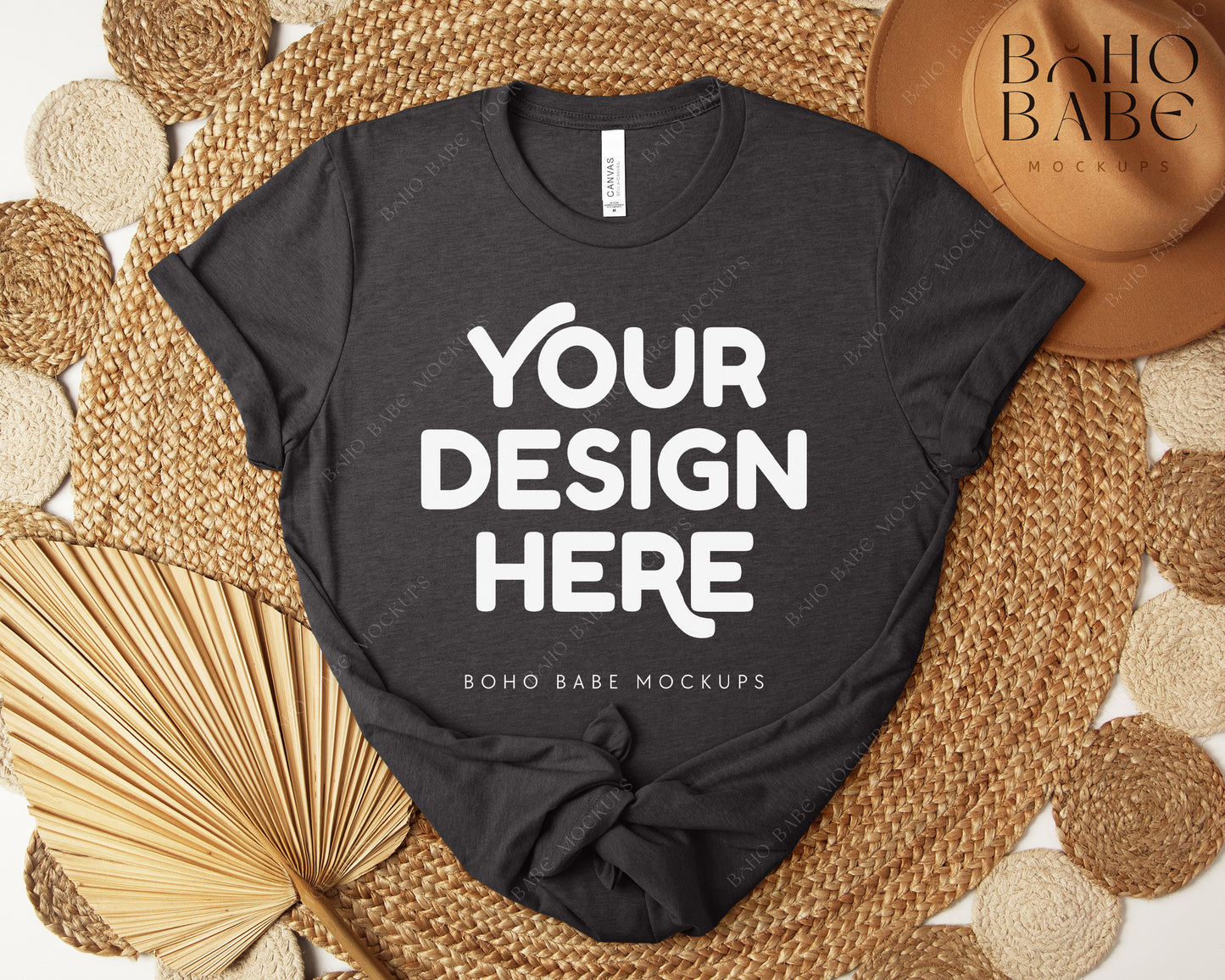 Bella Canvas 3001 T-Shirt Mockup Bundle | Boho Babe Flatlay Mockup Design - Vol.5