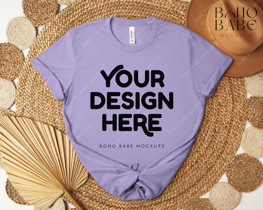 Bella Canvas 3001 DARK LAVENDER T-shirt Mockup | Boho Design | Flatlay Vol.5