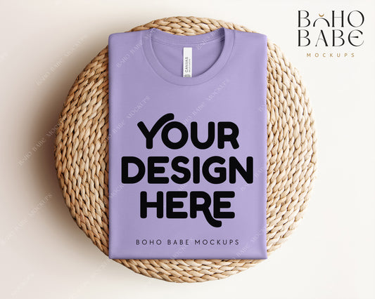 Bella Canvas 3001 DARK LAVENDER T-shirt Mockup | Boho Babe Folded Mockup Design Vol.1