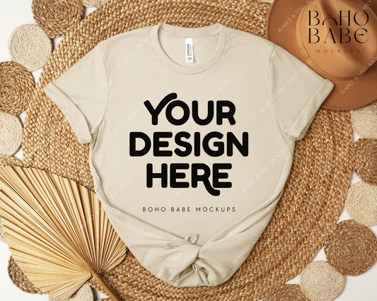 Bella Canvas 3001 DUST T-shirt Mockup | Boho Design | Flatlay Vol.5