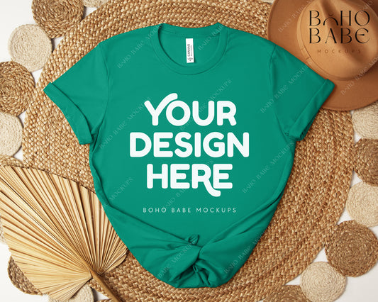 Bella Canvas 3001 KELLY T-shirt Mockup | Boho Design | Flatlay Vol.5
