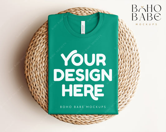 Bella Canvas 3001 KELLY T-shirt Mockup | Boho Babe Folded Mockup Design Vol.1