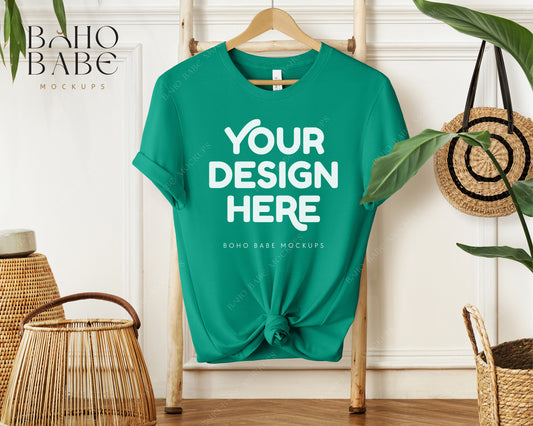 Bella Canvas 3001 KELLY T-shirt Mockup | Boho Babe Hanging Mockup Design Vol.1