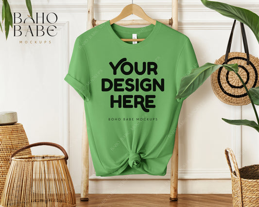 Bella Canvas 3001 LEAF T-shirt Mockup | Boho Babe Hanging Mockup Design Vol.1