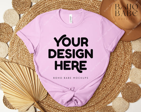 Bella Canvas 3001 LILAC T-shirt Mockup | Boho Design | Flatlay Vol.5