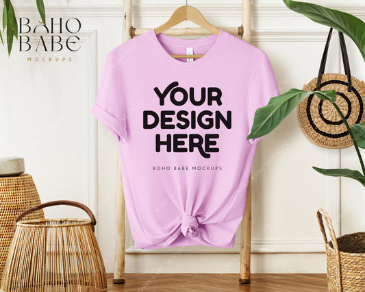 Bella Canvas 3001 LILAC T-shirt Mockup | Boho Babe Hanging Mockup Design Vol.1