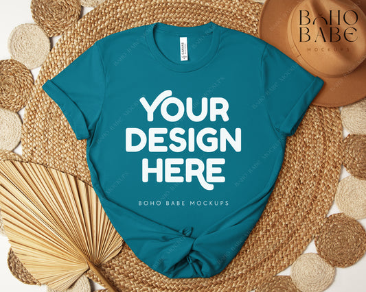 Bella Canvas 3001 MARINE T-shirt Mockup | Boho Design | Flatlay Vol.5