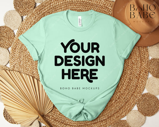 Bella Canvas 3001 MINT T-shirt Mockup | Boho Design | Flatlay Vol.5