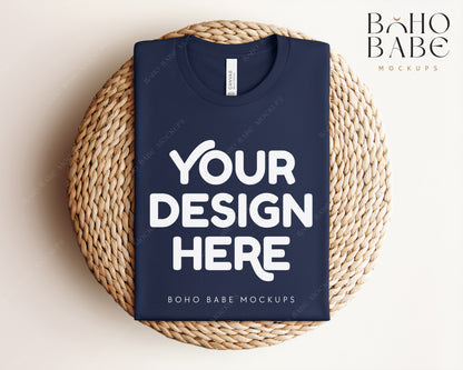 Bella Canvas 3001 NAVY T-shirt Mockup | Boho Babe Folded Mockup Design Vol.1