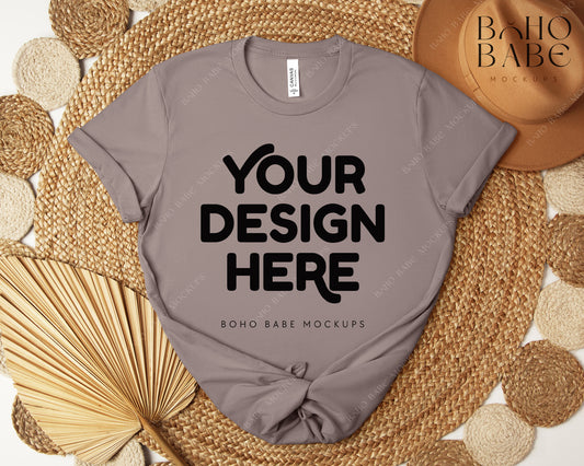 Bella Canvas 3001 PEBBLE BROWN T-shirt Mockup | Boho Design | Flatlay Vol.5