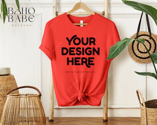 Bella Canvas 3001 POPPY T-shirt Mockup | Boho Babe Hanging Mockup Design Vol.1