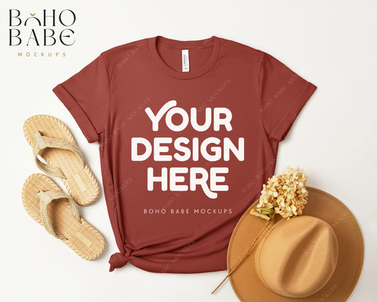 Bella Canvas 3001 RUST T-shirt Mockup | Boho Design | Flatlay Vol.3