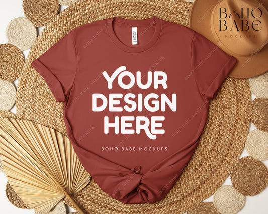 Bella Canvas 3001 RUST T-shirt Mockup | Boho Design | Flatlay Vol.5