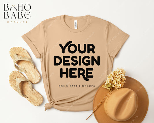 Bella Canvas 3001 SAND DUNE T-shirt Mockup | Boho Design | Flatlay Vol.3