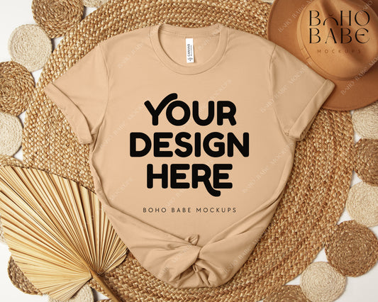 Bella Canvas 3001 SAND DUNE T-shirt Mockup | Boho Design | Flatlay Vol.5