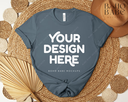 Bella Canvas 3001 SLATE T-shirt Mockup | Boho Design | Flatlay Vol.5