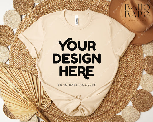 Bella Canvas 3001 SOFT CREAM T-shirt Mockup | Boho Design | Flatlay Vol.5