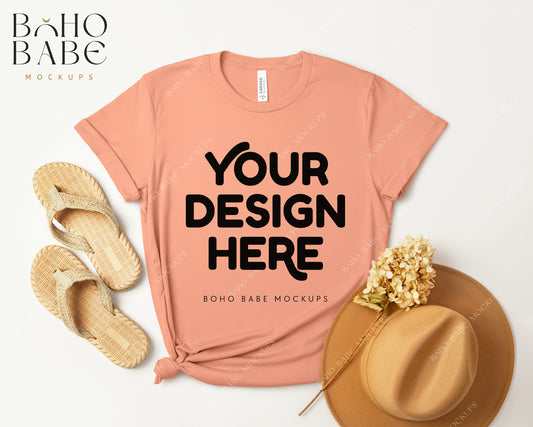 Bella Canvas 3001 SUNSET T-shirt Mockup | Boho Design | Flatlay Vol.3