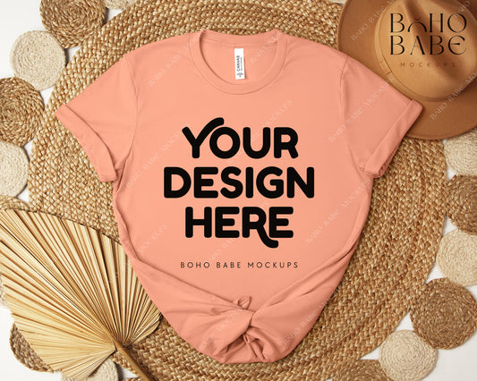 Bella Canvas 3001 SUNSET T-shirt Mockup | Boho Design | Flatlay Vol.5