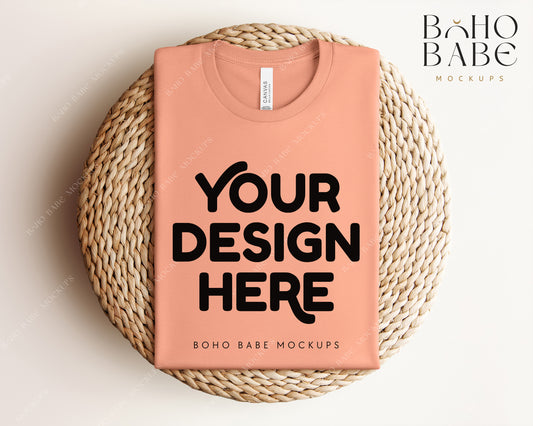 Bella Canvas 3001 SUNSET T-shirt Mockup | Boho Babe Folded Mockup Design Vol.1