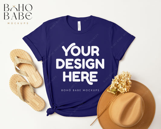 Bella Canvas 3001 TEAM NAVY T-shirt Mockup | Boho Design | Flatlay Vol.3