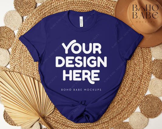 Bella Canvas 3001 TEAM NAVY T-shirt Mockup | Boho Design | Flatlay Vol.5