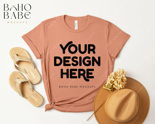 Bella Canvas 3001 TERRACOTTA T-shirt Mockup | Boho Design | Flatlay Vol.3