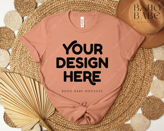 Bella Canvas 3001 TERRACOTTA T-shirt Mockup | Boho Design | Flatlay Vol.5