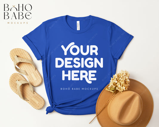 Bella Canvas 3001 TRUE ROYAL T-shirt Mockup | Boho Design | Flatlay Vol.3