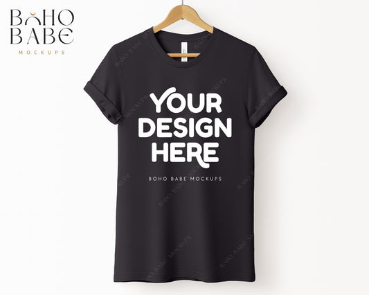 Bella Canvas 3001 VINTAGE BLACK T-shirt Mockup | Boho Babe Hanging Mockup Design Vol.4