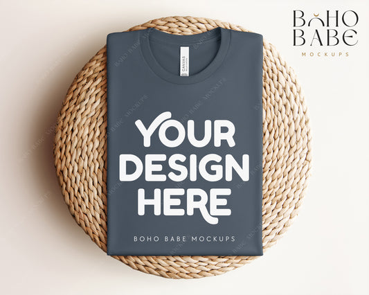Bella Canvas 3001 VINTAGE NAVY T-shirt Mockup | Boho Babe Folded Mockup Design Vol.1