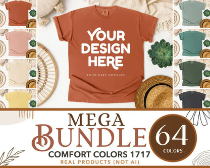 Comfort Colors 1717 TOPAZ BLUE T-shirt Mockup | Boho Babe Flatlay Mockup Design Vol.1