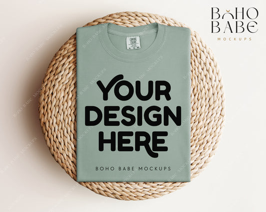 Comfort Colors 1717 BAY T-shirt Mockup | Boho Babe Folded Mockup Design Vol.1